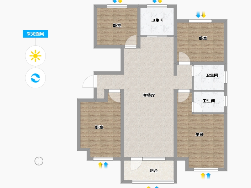 山东省-枣庄市-铂悦君廷-111.95-户型库-采光通风