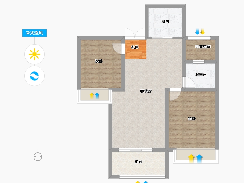 安徽省-滁州市-兴茂金陵北辰-69.29-户型库-采光通风