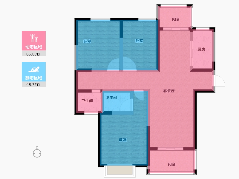 河南省-新乡市-靖业格林小镇-101.53-户型库-动静分区