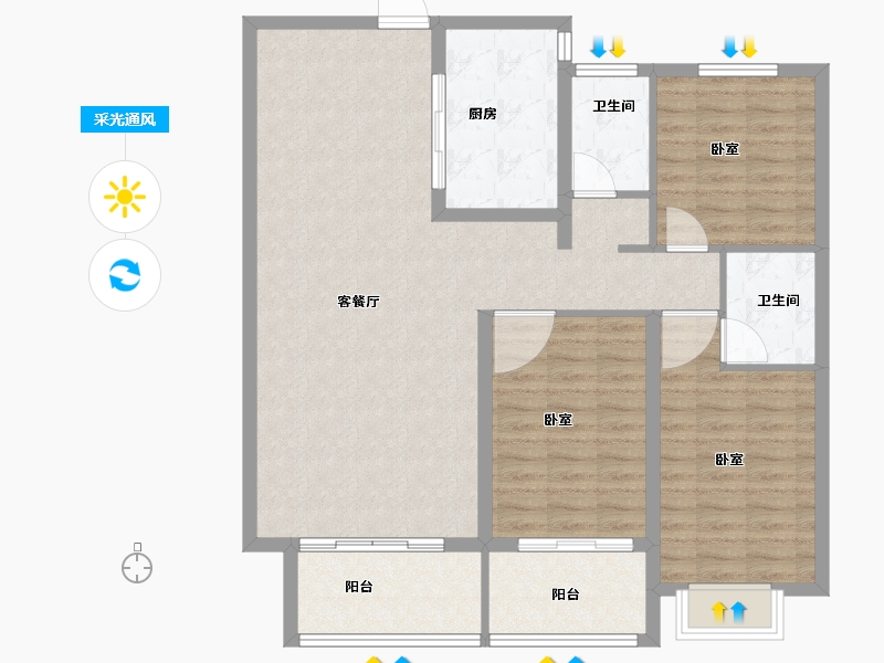 山东省-菏泽市-中央公馆（文庭雅苑）-110.00-户型库-采光通风