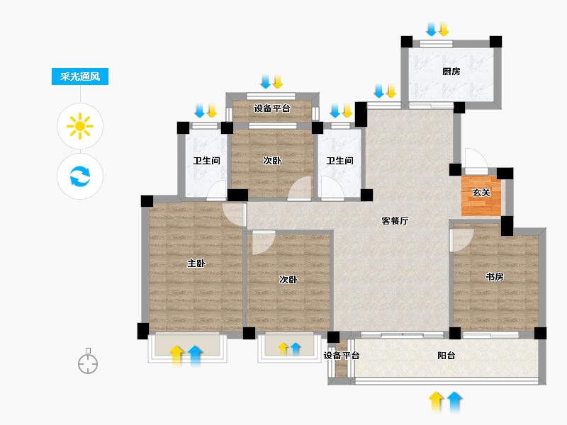 浙江省-台州市-东泰书韵名苑-102.00-户型库-采光通风