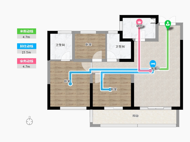 河南省-郑州市-名门翠园-85.45-户型库-动静线