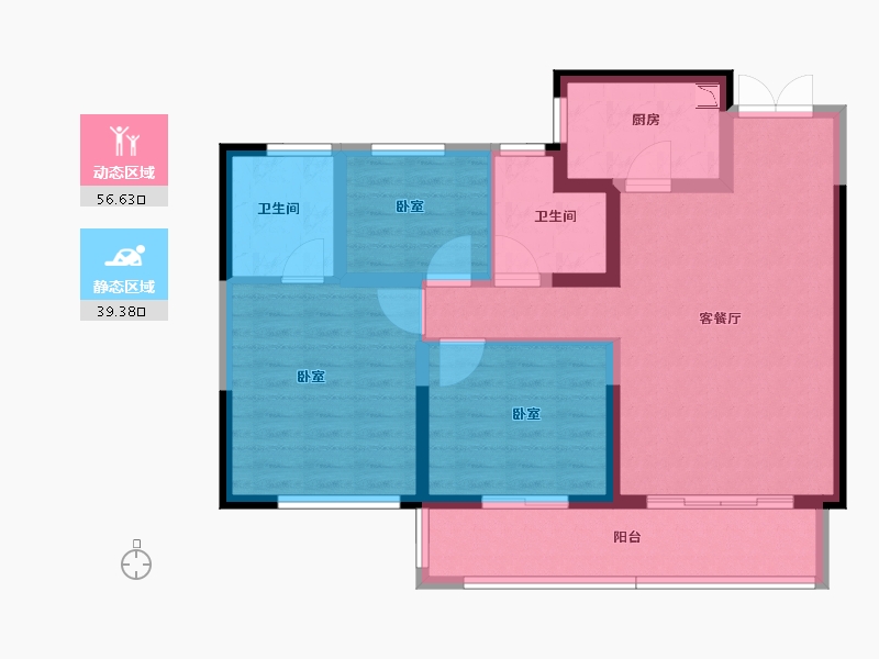 河南省-郑州市-名门翠园-85.45-户型库-动静分区