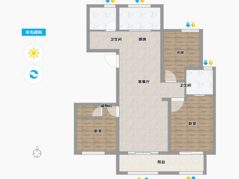 山东省-德州市-昇龍院-110.00-户型库-采光通风