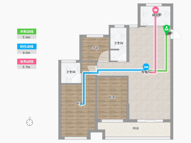 浙江省-绍兴市-大地西城美院-85.27-户型库-动静线