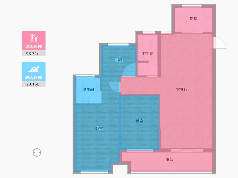 浙江省-绍兴市-大地西城美院-85.27-户型库-动静分区