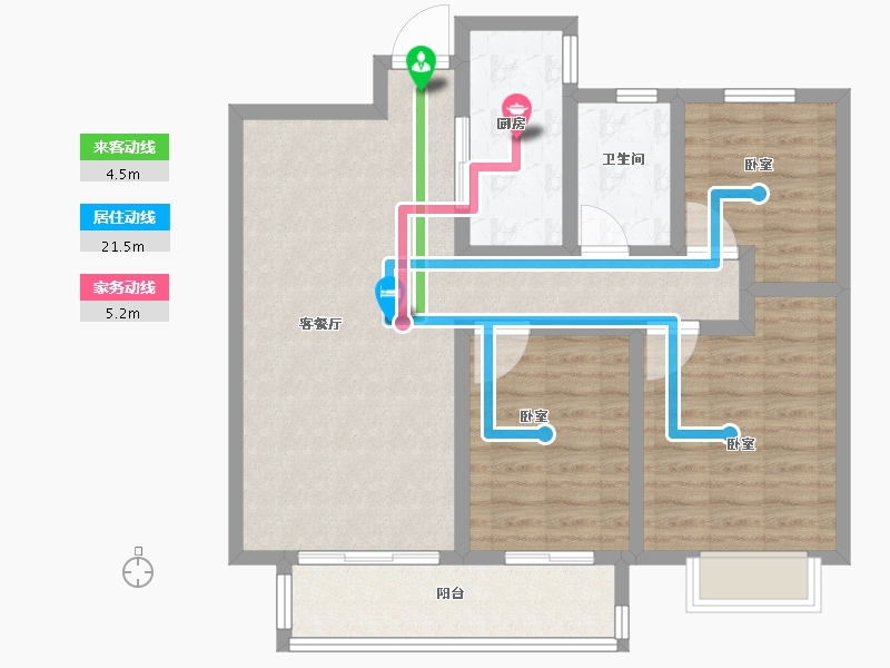 山东省-菏泽市-冠泽海棠湾-87.90-户型库-动静线