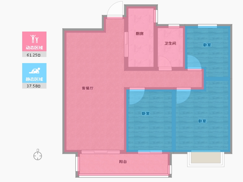 山东省-菏泽市-冠泽海棠湾-87.90-户型库-动静分区