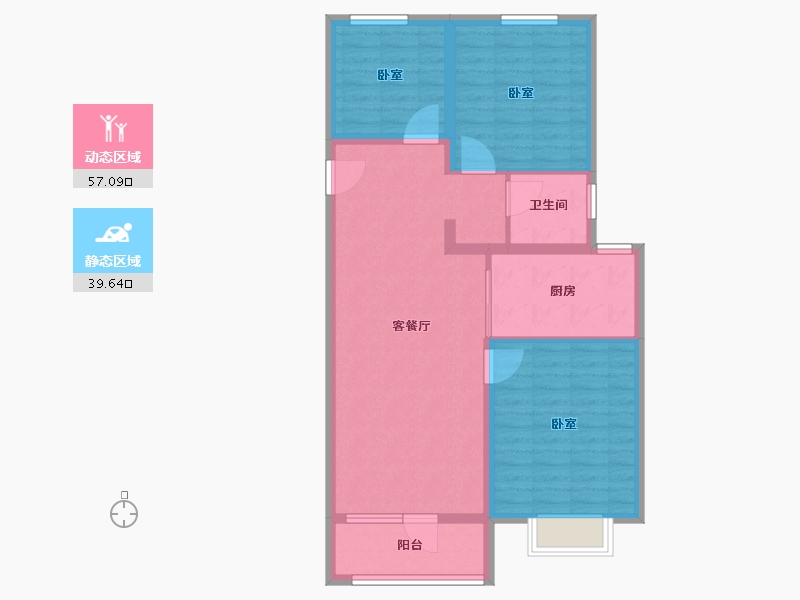 山东省-烟台市-烟台华润中心商住-87.00-户型库-动静分区