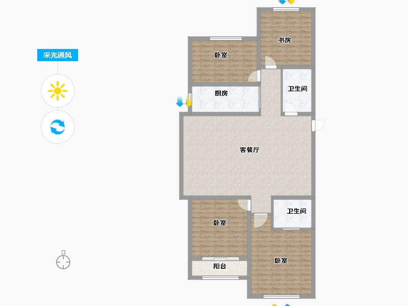 山东省-菏泽市-菏泽中心-134.00-户型库-采光通风