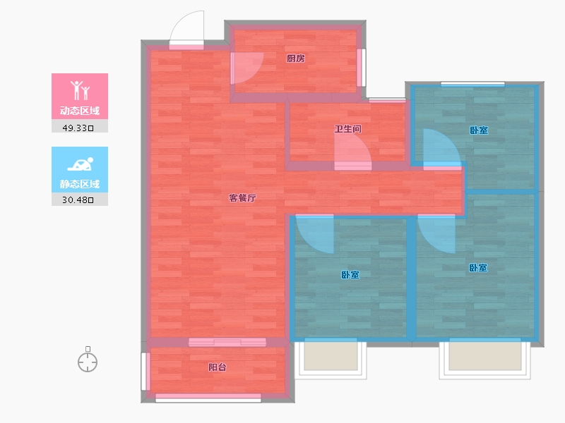 河南省-郑州市-龙湖·景粼玖序-71.01-户型库-动静分区