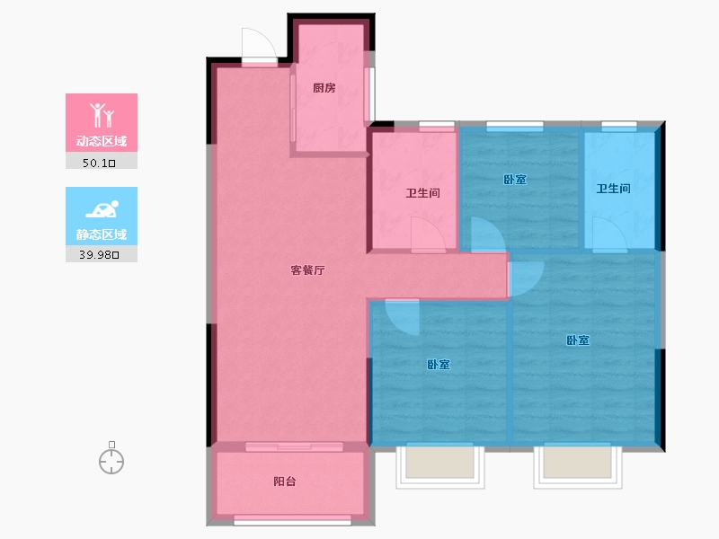 浙江省-温州市-荣安旭辉东宸府-82.00-户型库-动静分区