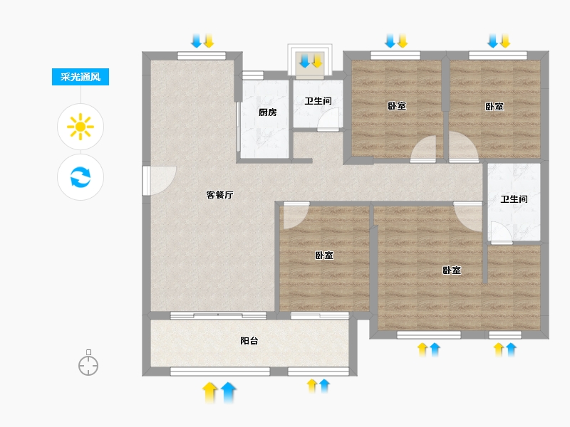 福建省-泉州市-力高君逸府-96.99-户型库-采光通风