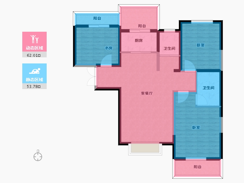 河南省-郑州市-泉舜上城-103.43-户型库-动静分区