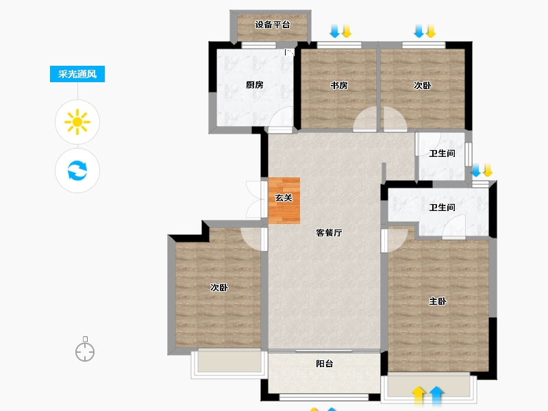 山东省-淄博市-三盛湖畔-100.00-户型库-采光通风