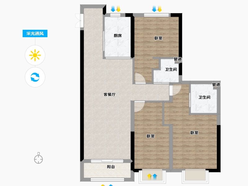 山东省-青岛市-新都朗悦-94.00-户型库-采光通风