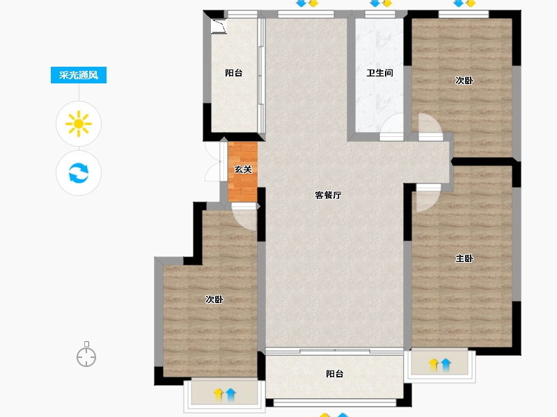 山东省-淄博市-天齐花溪地-100.00-户型库-采光通风