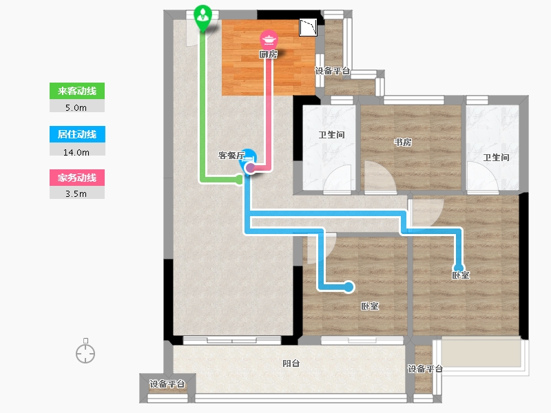 浙江省-嘉兴市-碧桂园繁华里-77.00-户型库-动静线