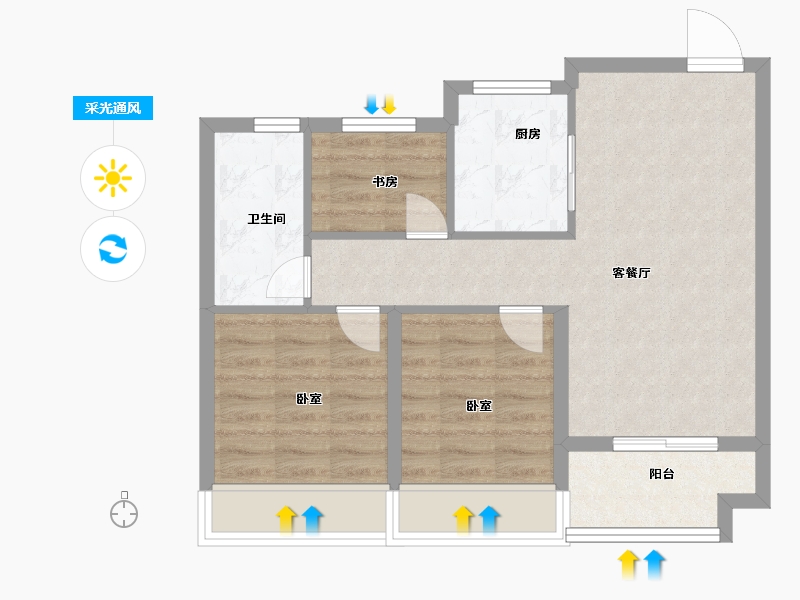 浙江省-嘉兴市-科大桂语江南-62.20-户型库-采光通风