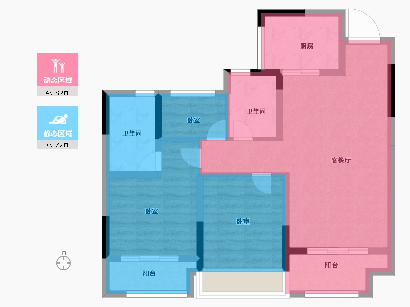 浙江省-嘉兴市-科大桂语江南-71.60-户型库-动静分区