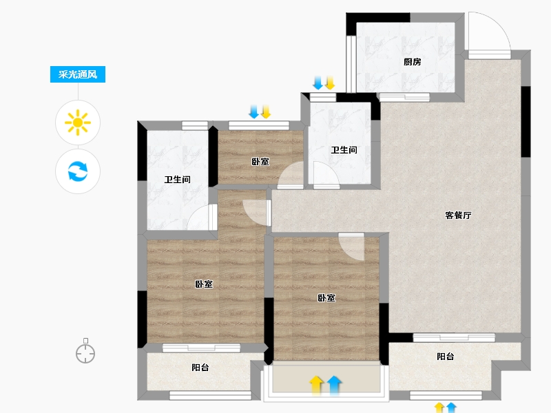 浙江省-嘉兴市-科大桂语江南-71.60-户型库-采光通风