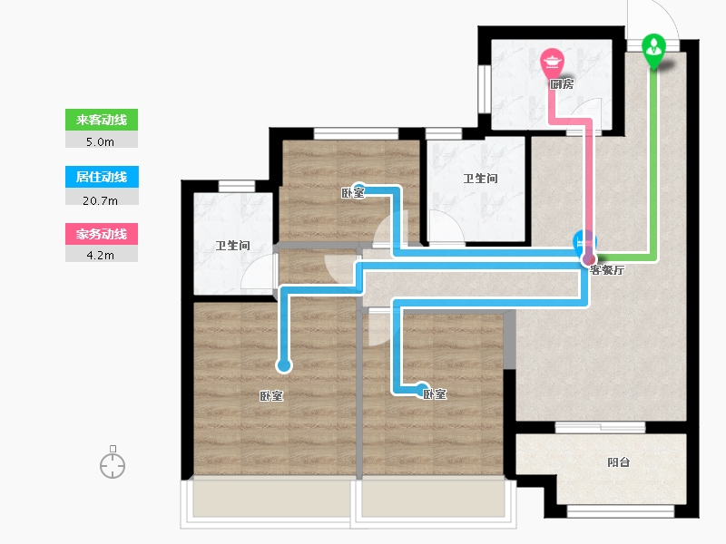 浙江省-嘉兴市-鸿翔海棠湾-70.00-户型库-动静线