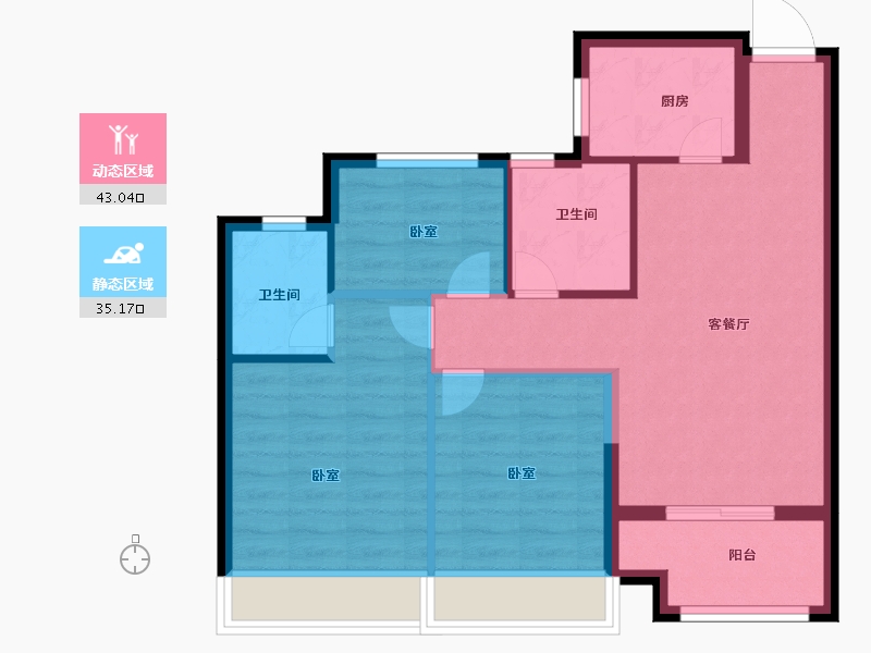 浙江省-嘉兴市-鸿翔海棠湾-70.00-户型库-动静分区