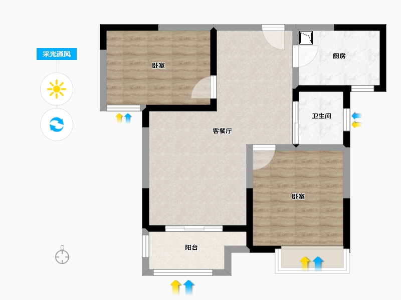 河南省-郑州市-大发融悦四季-71.00-户型库-采光通风