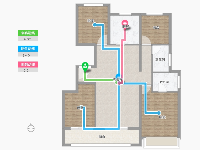 浙江省-绍兴市-中茂府-104.00-户型库-动静线