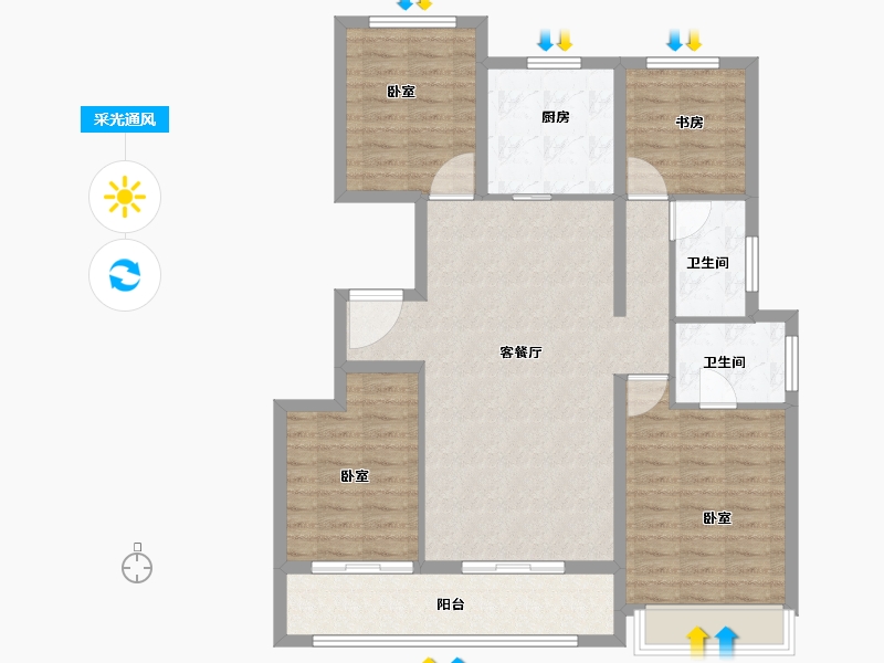 浙江省-绍兴市-中茂府-104.00-户型库-采光通风