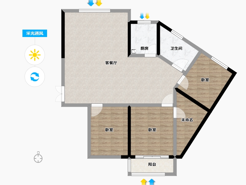 河南省-郑州市-华美仟企汇-107.70-户型库-采光通风