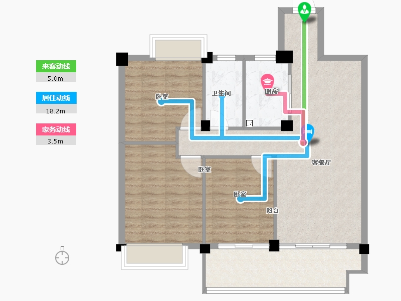 安徽省-宣城市-郎溪今创 香溢茗园-84.00-户型库-动静线