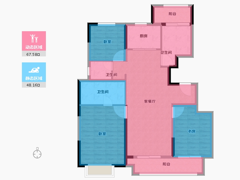 河南省-郑州市-康桥那云溪-104.00-户型库-动静分区