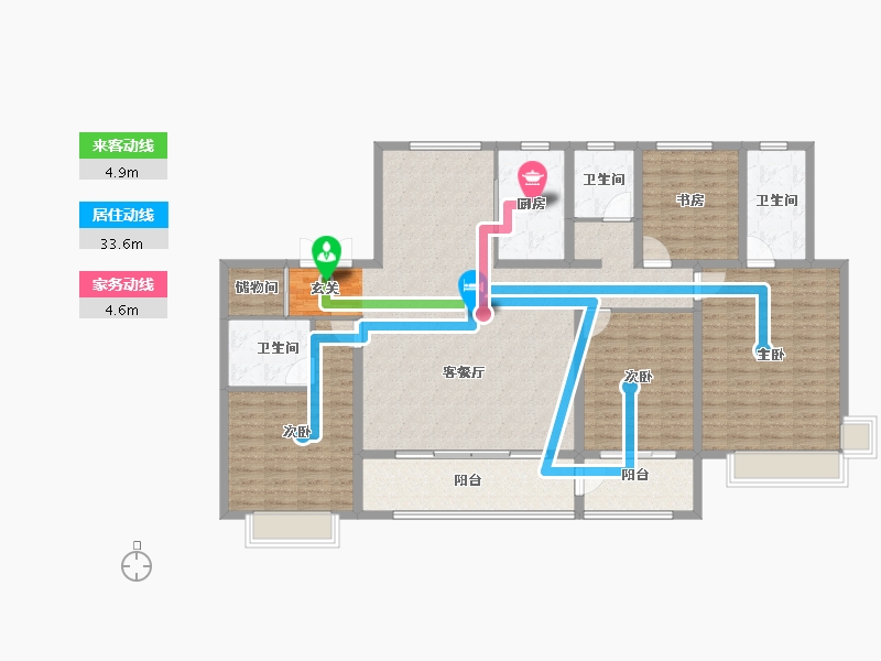 山东省-淄博市-龙泉家园悦景台-155.00-户型库-动静线