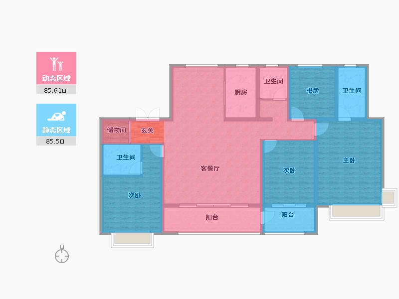 山东省-淄博市-龙泉家园悦景台-155.00-户型库-动静分区