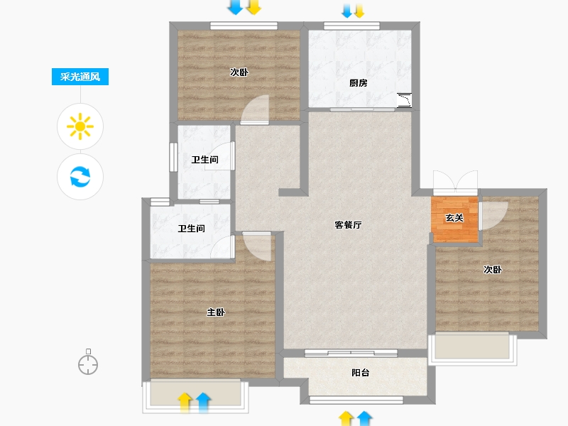 山东省-淄博市-世茂金洲府-99.00-户型库-采光通风