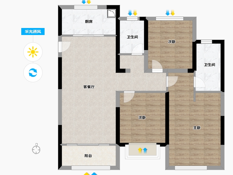 山东省-济南市-世茂原山首府-92.00-户型库-采光通风