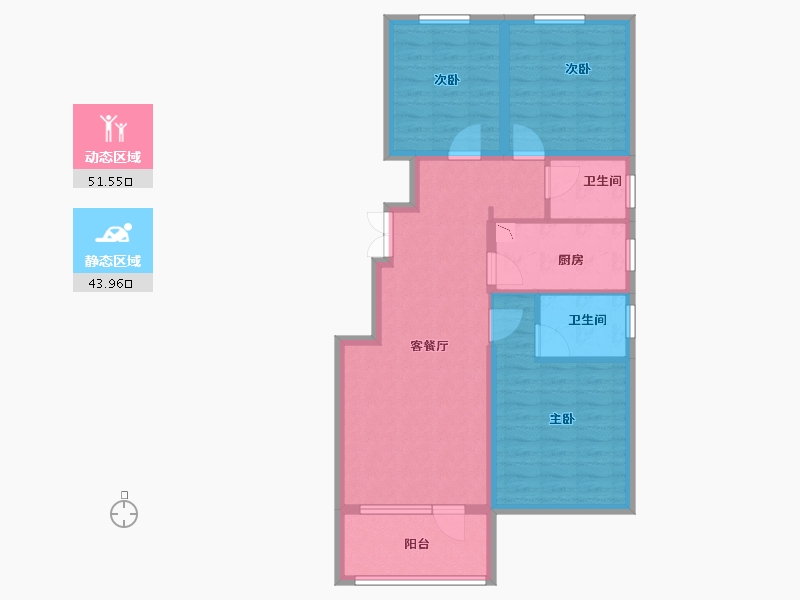 山东省-济南市-荣盛国际高尔夫温泉小镇-85.00-户型库-动静分区