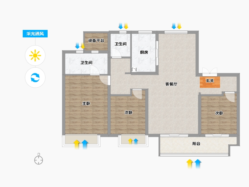 山东省-淄博市-世茂金洲府-109.00-户型库-采光通风