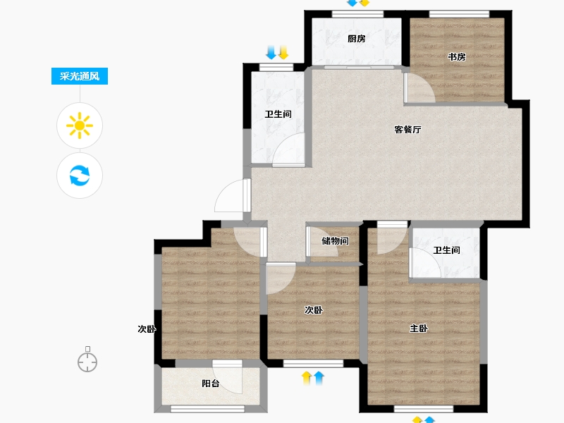 山东省-威海市-威高水韵康桥-103.00-户型库-采光通风