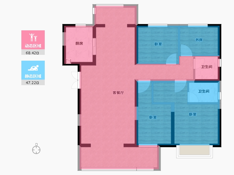 河南省-郑州市-电建地产泷悦华庭-103.10-户型库-动静分区