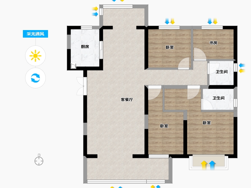 河南省-郑州市-电建地产泷悦华庭-103.10-户型库-采光通风