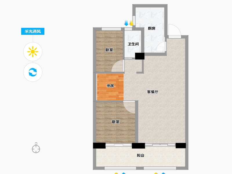 山东省-菏泽市-菏泽中心-81.99-户型库-采光通风