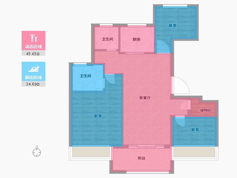 浙江省-嘉兴市-科大桂语江南-71.70-户型库-动静分区