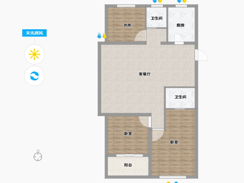 山东省-菏泽市-菏泽中心-106.00-户型库-采光通风