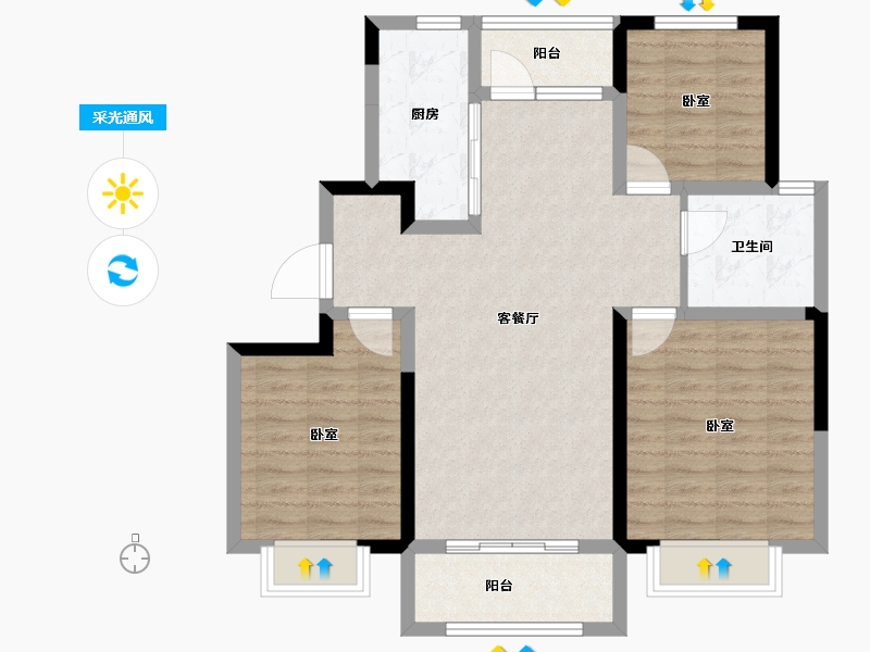 山东省-滨州市-京博·儒苑上邦-89.70-户型库-采光通风