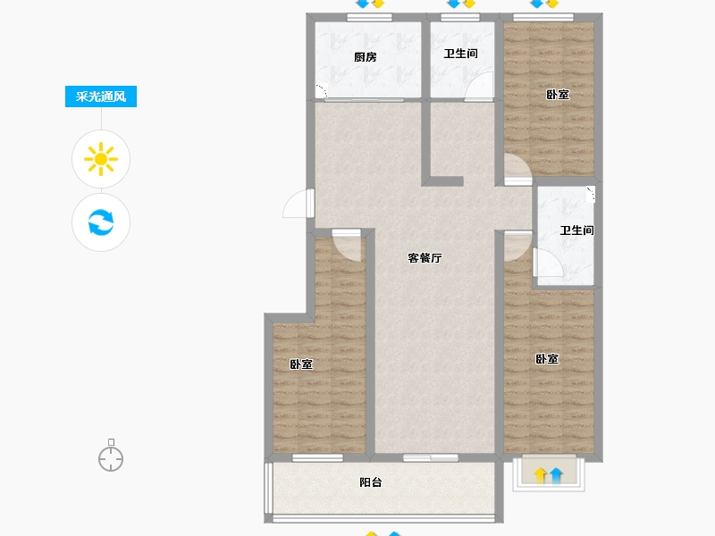 河南省-洛阳市-香泰花园-108.62-户型库-采光通风