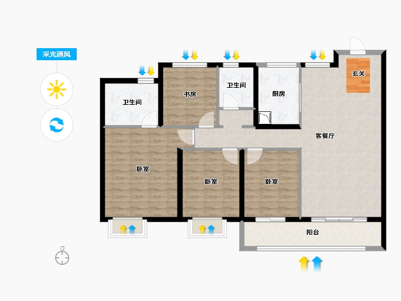 河南省-郑州市-融信奥体世纪-115.00-户型库-采光通风