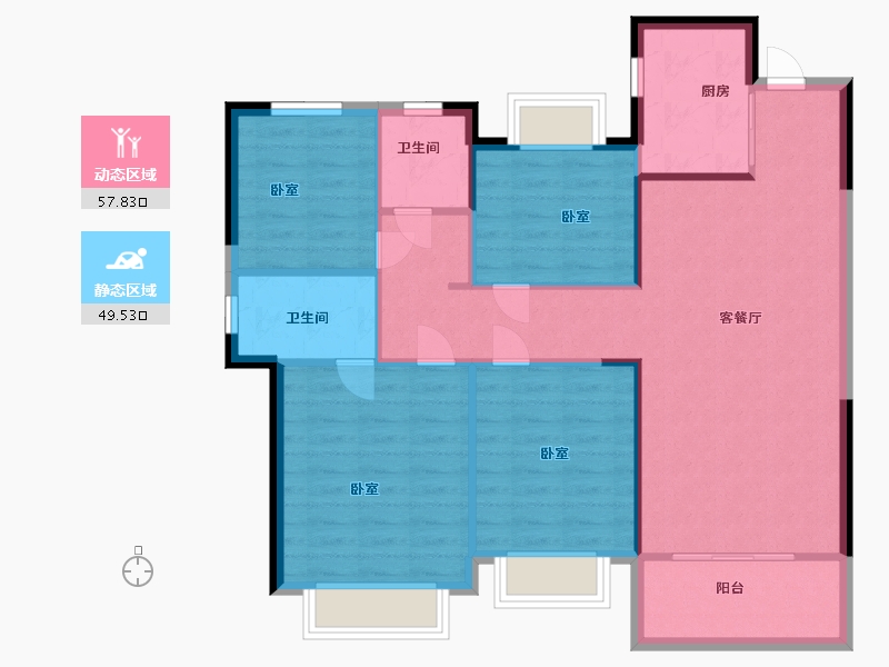 浙江省-温州市-荣安旭辉东宸府-98.00-户型库-动静分区