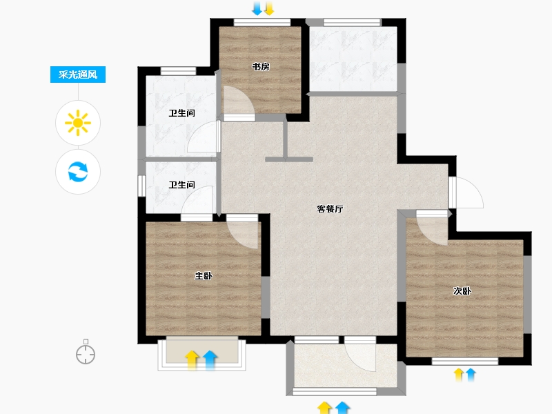 山东省-威海市-威高水韵康桥-91.00-户型库-采光通风